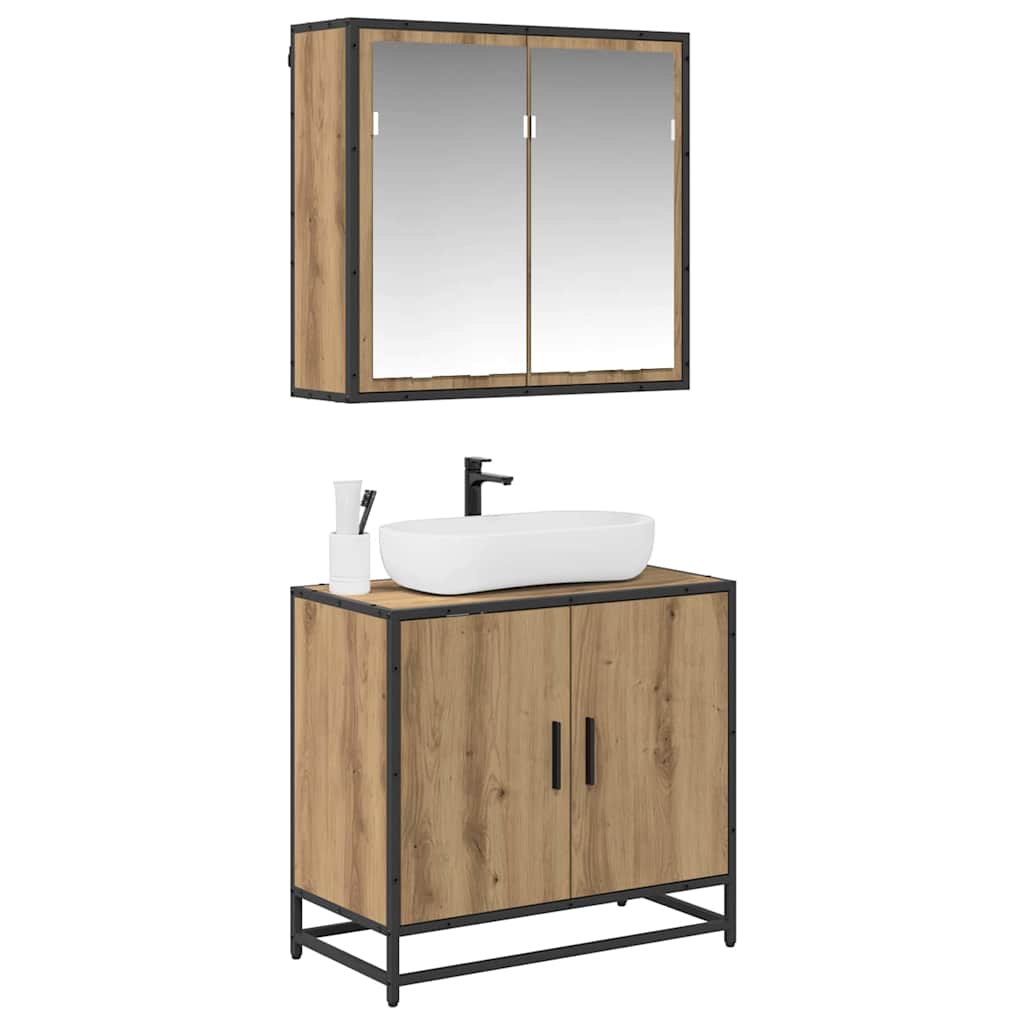 vidaXL Σετ Επίπλων Μπάνιου με πόρτα 2 pcs artisan δρυς 65 x 33 x 60 εκ