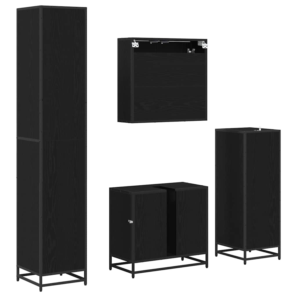 vidaXL Σετ Επίπλων Μπάνιου Επιτοίχιο 4 pcs Μαύρη δρυς 65 x 33 x 60 εκ