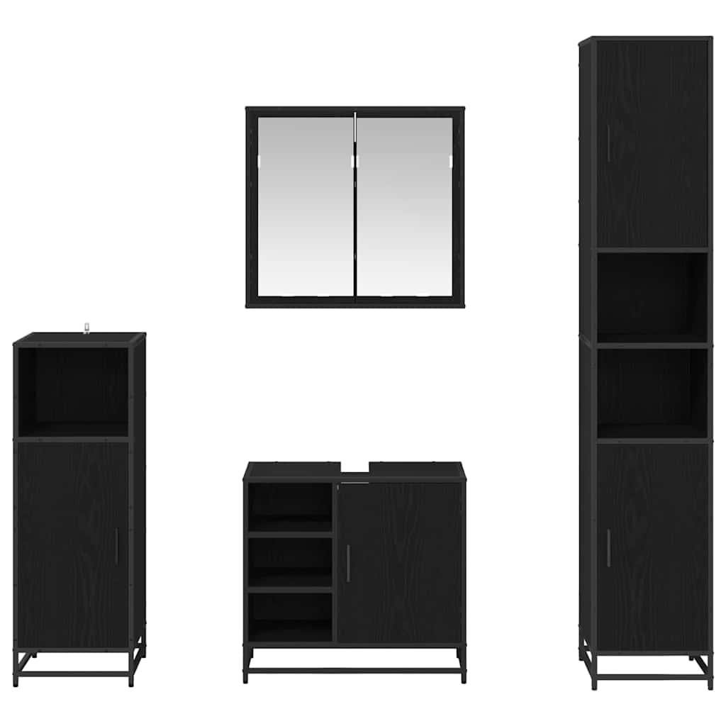 vidaXL Σετ Επίπλων Μπάνιου Επιτοίχιο 4 pcs Μαύρη δρυς 65 x 33 x 60 εκ