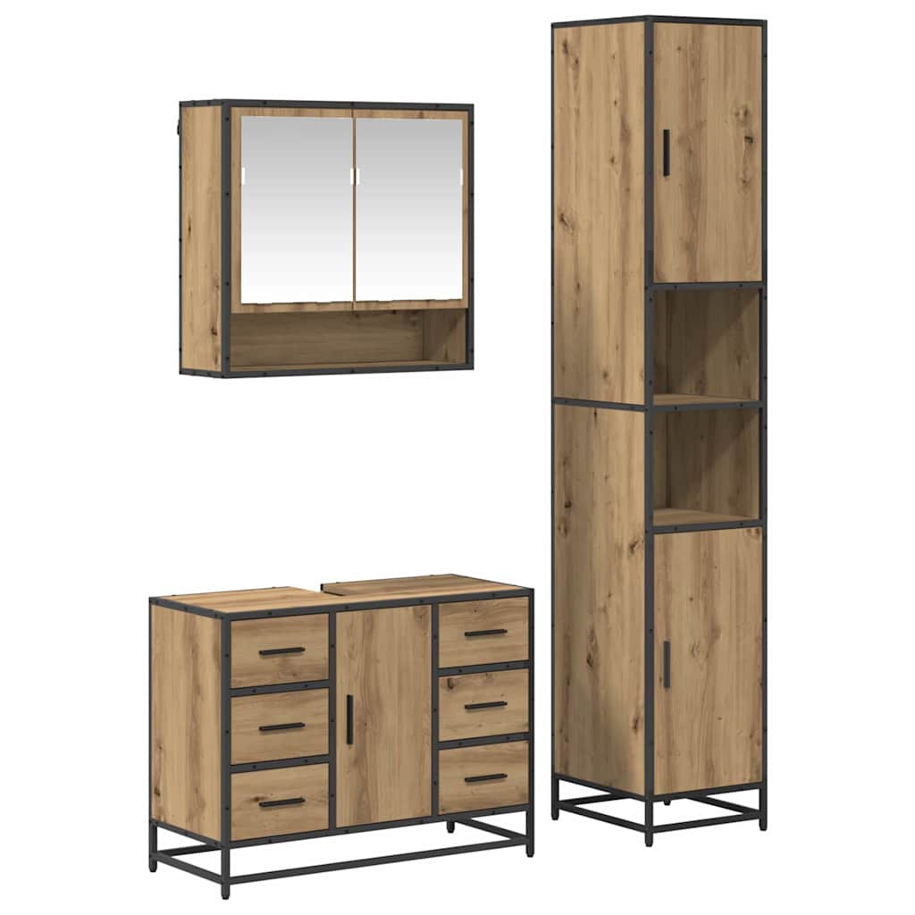 vidaXL Σετ Επίπλων Μπάνιου 3 τμχ. Artisan Oak 90 x 33 x 60 εκ.