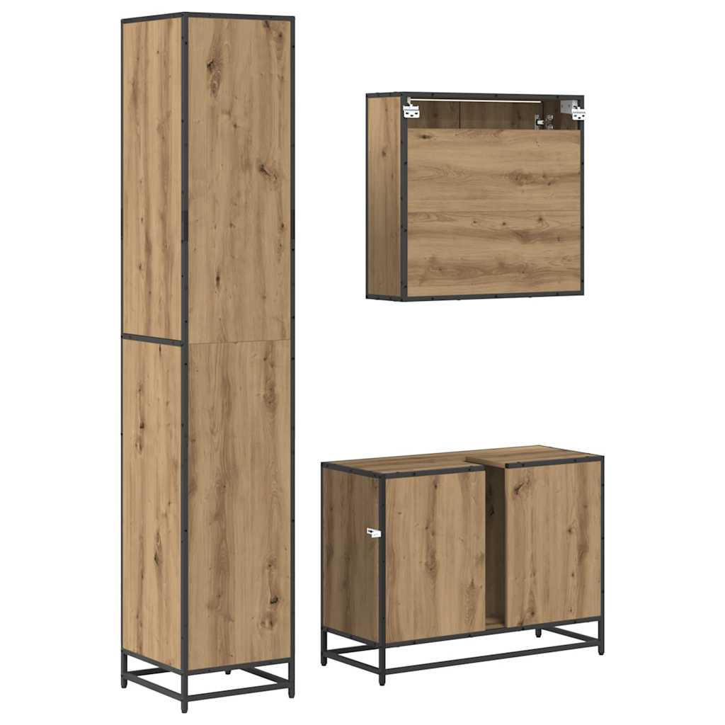 vidaXL Σετ Επίπλων Μπάνιου 3 τμχ. Artisan Oak 90 x 33 x 60 εκ.