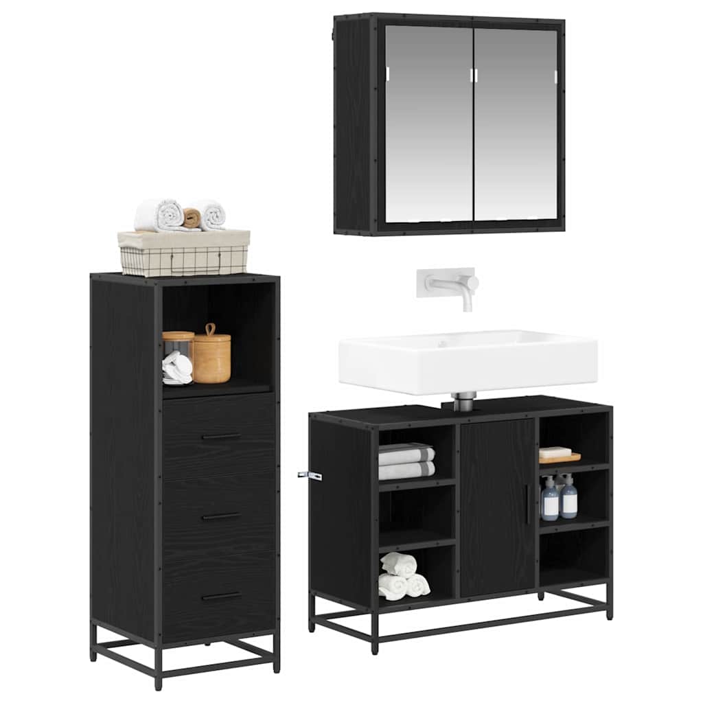 vidaXL Σετ Επίπλων Μπάνιου 3 τμχ. Παλιό Ξύλο 35 x 37,5 x 166 εκ.