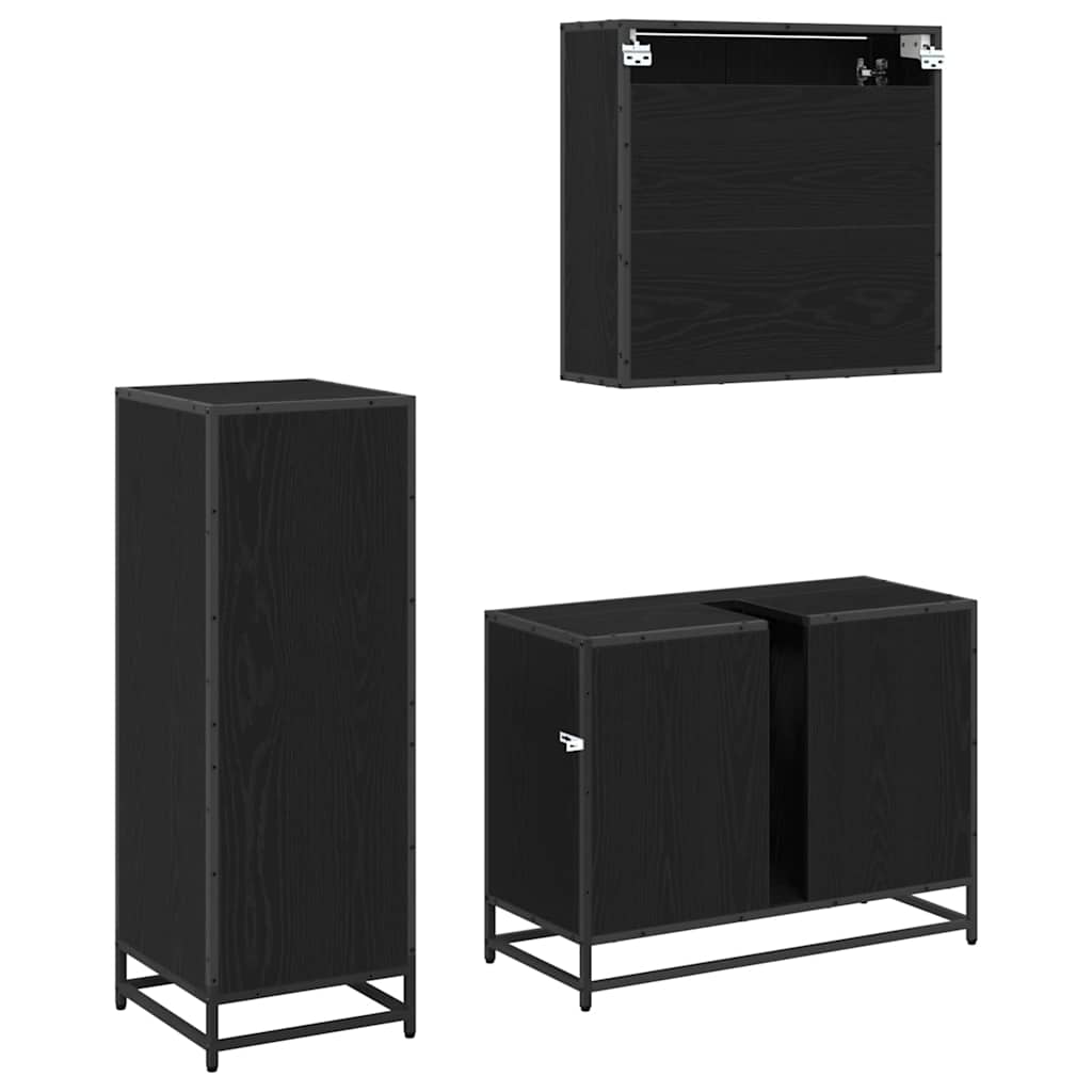 vidaXL Σετ Επίπλων Μπάνιου με συρτάρι 3 pcs Μαύρη δρυς 80 x 33 x 60 εκ