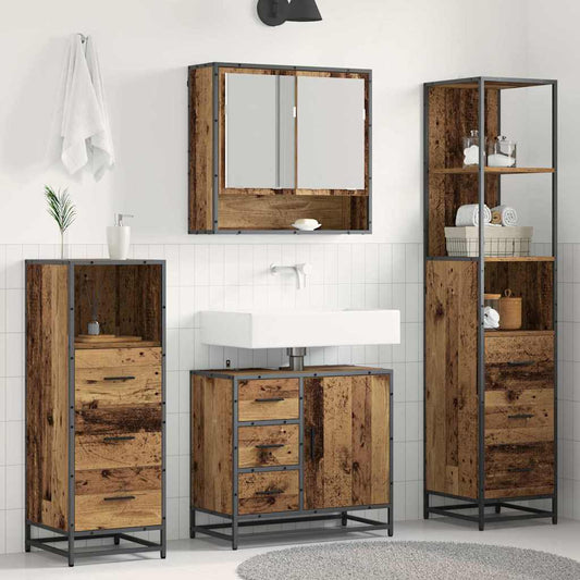 vidaXL Σετ Επίπλων Μπάνιου 4 τμχ. Παλιό Ξύλο 65 x 33 x 60 εκ