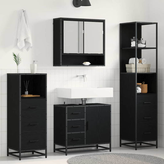 vidaXL Σετ Επίπλων Μπάνιου 4 τμχ. Μαύρη Οξυά 65 x 33 x 60 εκ
