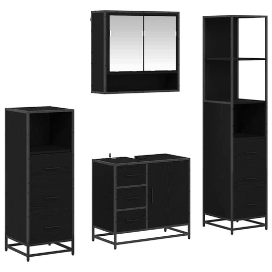 vidaXL Σετ Επίπλων Μπάνιου 4 τμχ. Μαύρη Οξυά 65 x 33 x 60 εκ