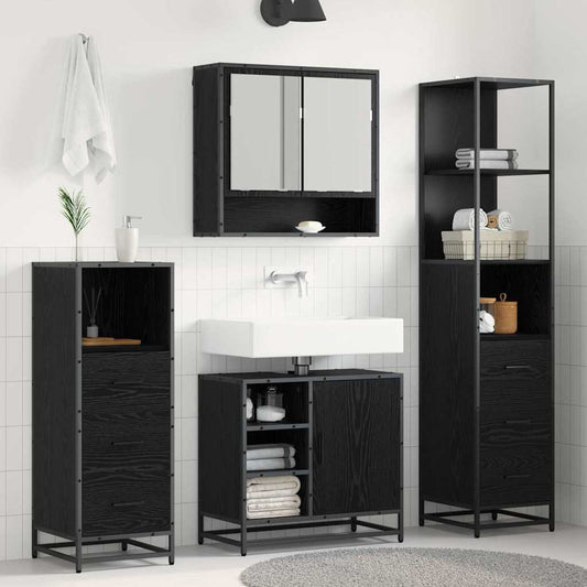 vidaXL Σετ Επίπλων Μπάνιου 3 τμχ. Μαύρη Οξυά 35 x 37,5 x 166 εκ.