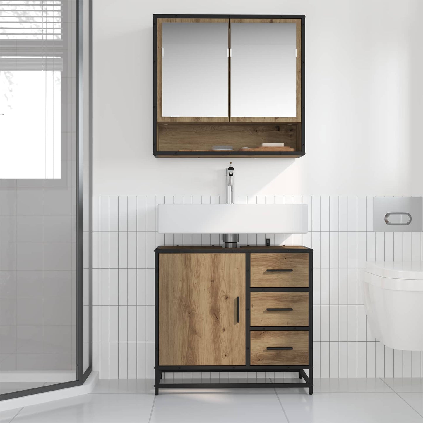 vidaXL Σετ Επίπλων Μπάνιου 2 τμχ. Artisan Oak 65 x 33 x 60 εκ
