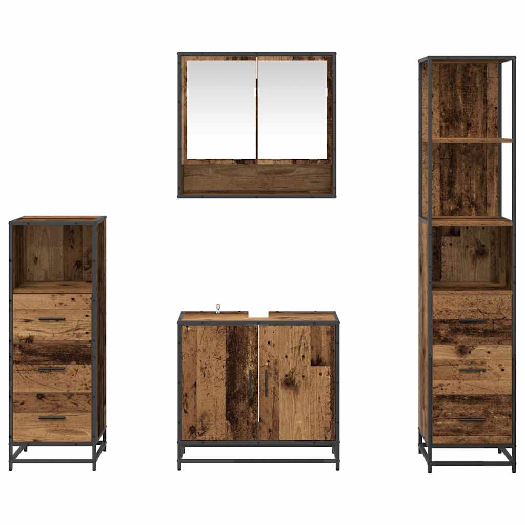 vidaXL Σετ Επίπλων Μπάνιου Επιτοίχιο 4 pcs Παλαιό ξύλο 65 x 33 x 60 εκ
