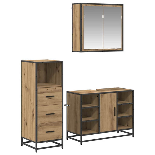 vidaXL Σετ Επίπλων Μπάνιου με πόρτα 3 pcs artisan δρυς 80 x 33 x 60 εκ