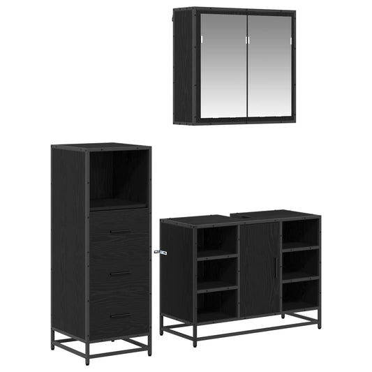 vidaXL Σετ Επίπλων Μπάνιου 3 τμχ. Μαύρη Οξυά 80 x 33 x 60 εκ