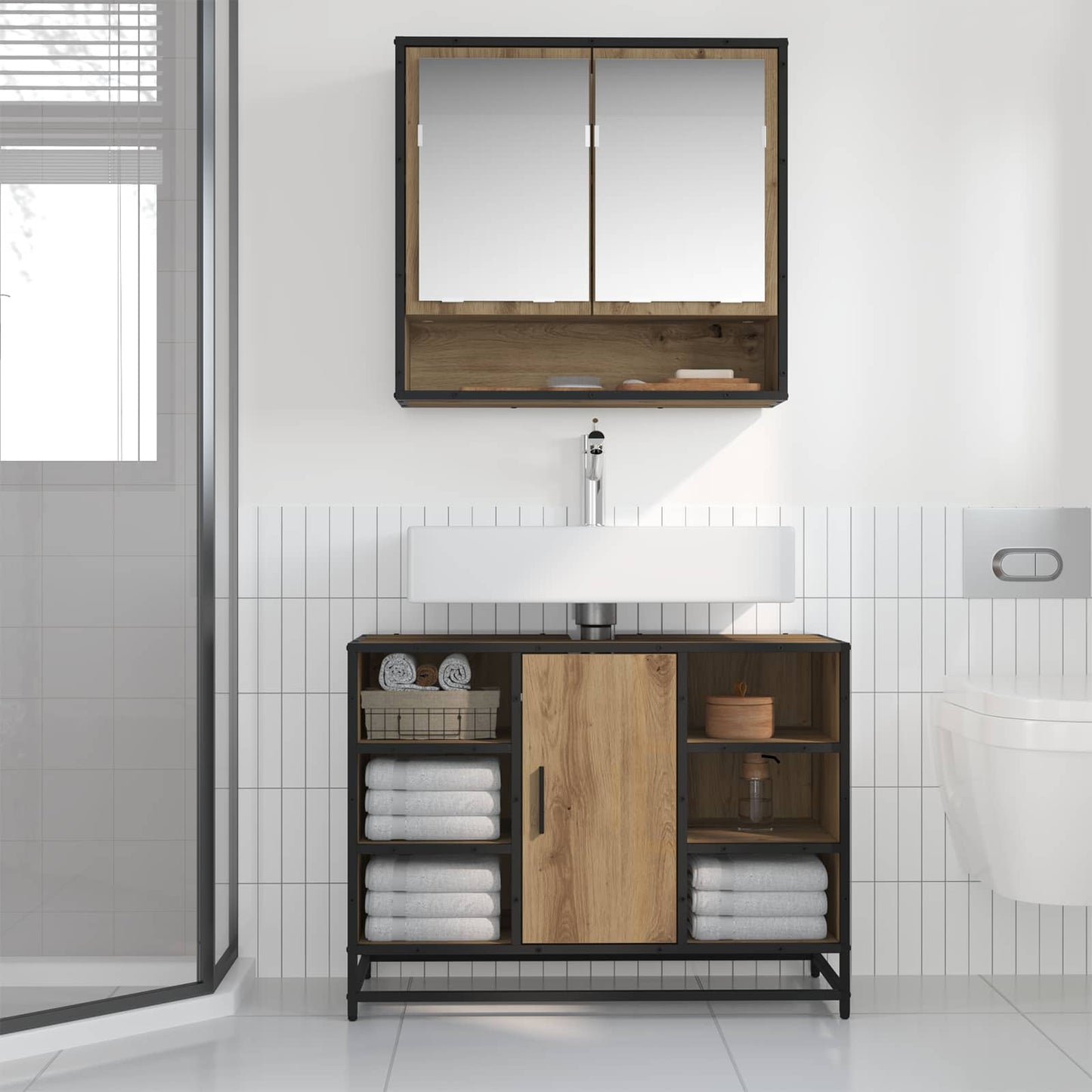 vidaXL Σετ Επίπλων Μπάνιου 2 τμχ. Artisan Oak 80 x 33 x 60 εκ