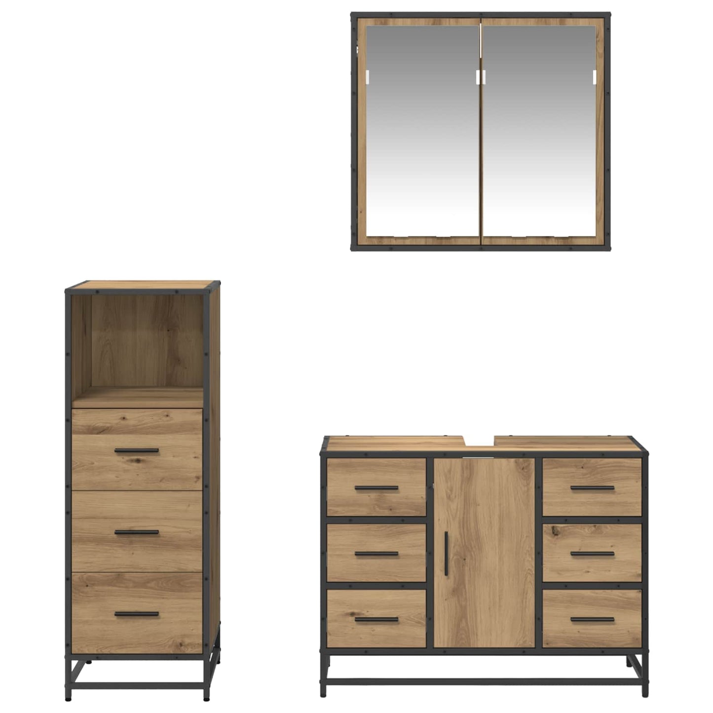 vidaXL Σετ Επίπλων Μπάνιου 3 τμχ. Artisan Oak 80 x 33 x 60 εκ