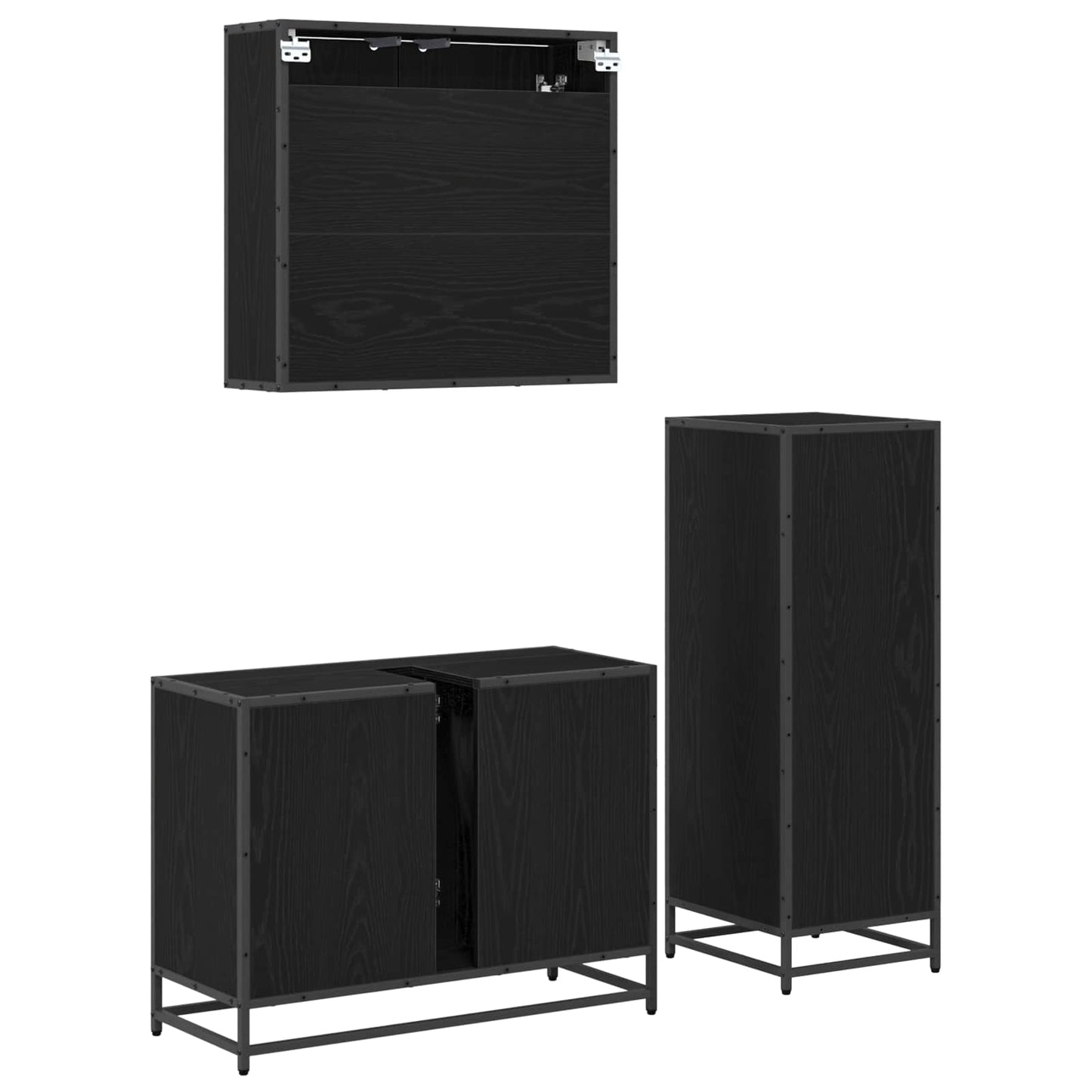 vidaXL Σετ Επίπλων Μπάνιου 3 τμχ. Μαύρη Οξυά 80 x 33 x 60 εκ