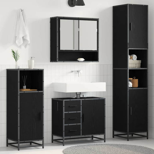 vidaXL Σετ Επίπλων Μπάνιου 3 τμχ. Μαύρη Οξυά 90 x 33 x 60 εκ.