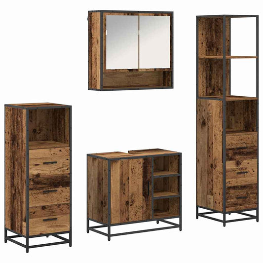 vidaXL Σετ Επίπλων Μπάνιου 4 τμχ. Παλιό Ξύλο 65 x 33 x 60 εκ