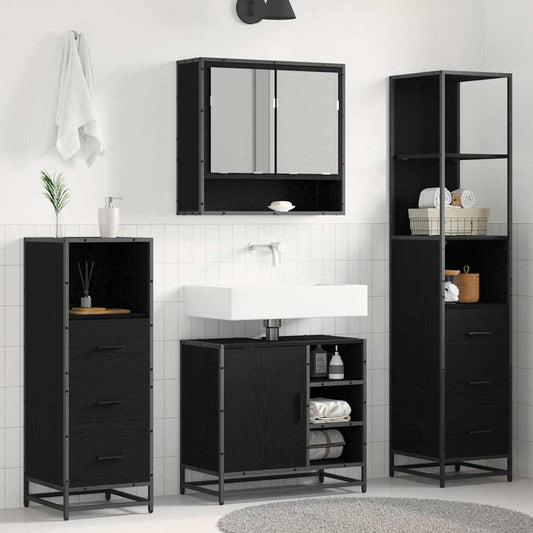 vidaXL Σετ Επίπλων Μπάνιου 4 τμχ. Μαύρη Οξυά 65 x 33 x 60 εκ