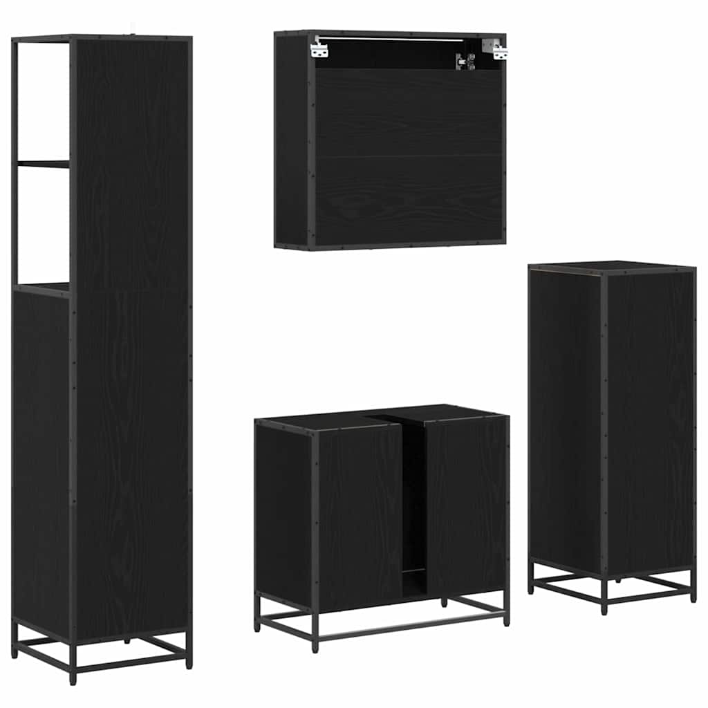 vidaXL Σετ Επίπλων Μπάνιου με συρτάρι 4 pcs Μαύρη δρυς 65 x 33 x 60 εκ