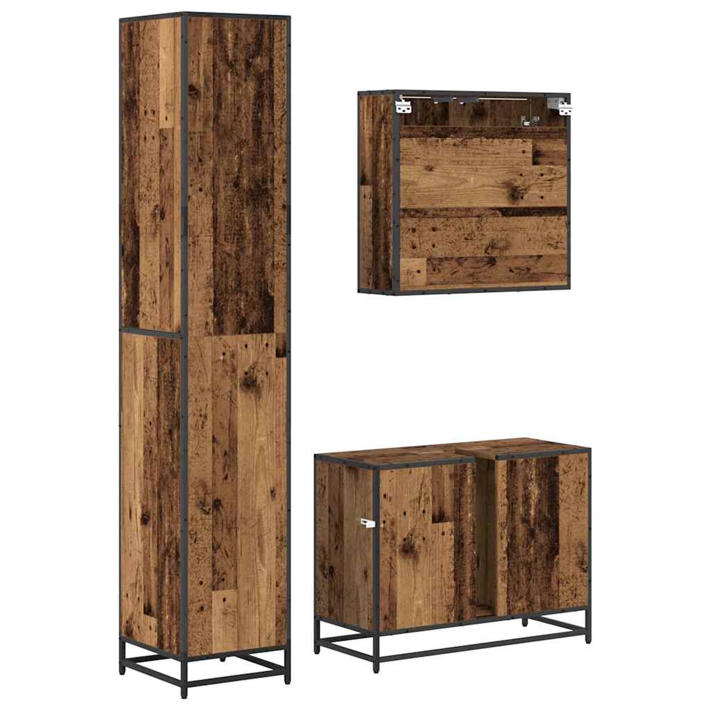 vidaXL Σετ Επίπλων Μπάνιου Επιτοίχιο 3 pcs Παλαιό ξύλο 80 x 33 x 60 εκ