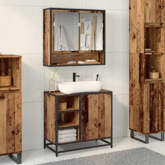 vidaXL Σετ Επίπλων Μπάνιου 2 τμχ. Παλιό Ξύλο 65 x 33 x 60 εκ