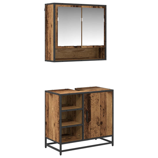vidaXL Σετ Επίπλων Μπάνιου 2 τμχ. Παλιό Ξύλο 65 x 33 x 60 εκ