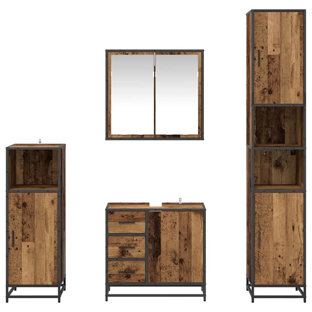 vidaXL Σετ Επίπλων Μπάνιου Επιτοίχιο 4 pcs Παλαιό ξύλο 65 x 33 x 60 εκ