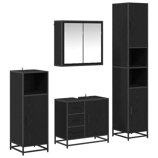 vidaXL Σετ Επίπλων Μπάνιου με συρτάρι 4 pcs Μαύρη δρυς 65 x 33 x 60 εκ