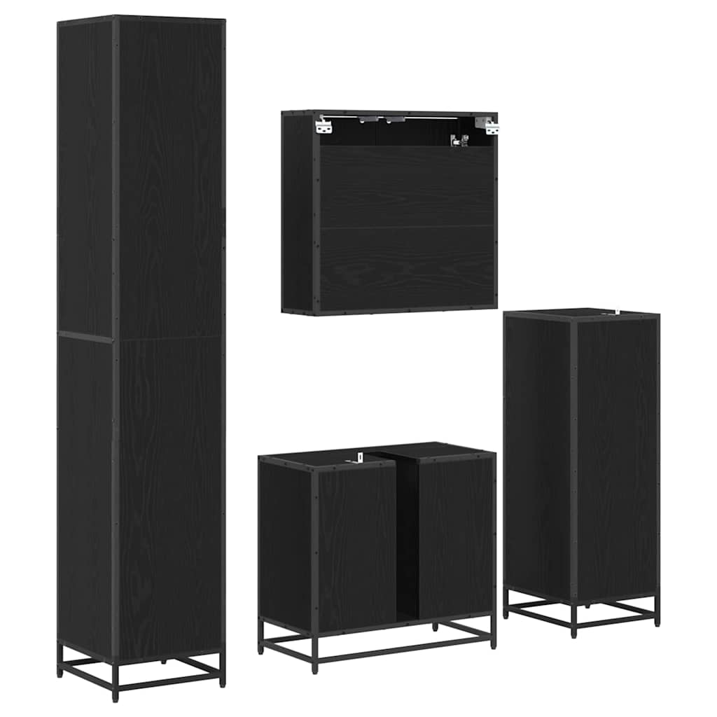 vidaXL Σετ Επίπλων Μπάνιου με συρτάρι 4 pcs Μαύρη δρυς 65 x 33 x 60 εκ