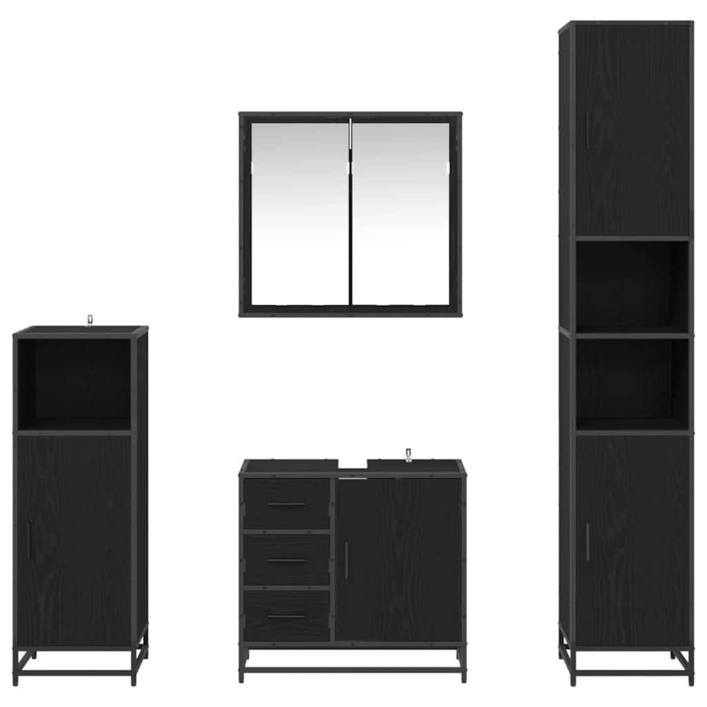 vidaXL Σετ Επίπλων Μπάνιου με συρτάρι 4 pcs Μαύρη δρυς 65 x 33 x 60 εκ