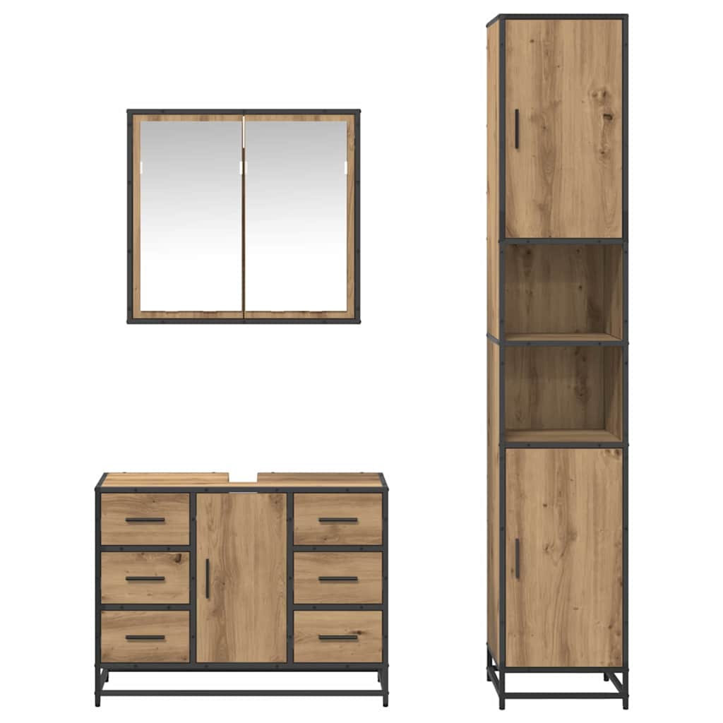 vidaXL Σετ Επίπλων Μπάνιου 3 τμχ. Artisan Oak 80 x 33 x 60 εκ