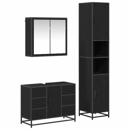 vidaXL Σετ Επίπλων Μπάνιου 3 τμχ. Μαύρη Οξυά 80 x 33 x 60 εκ