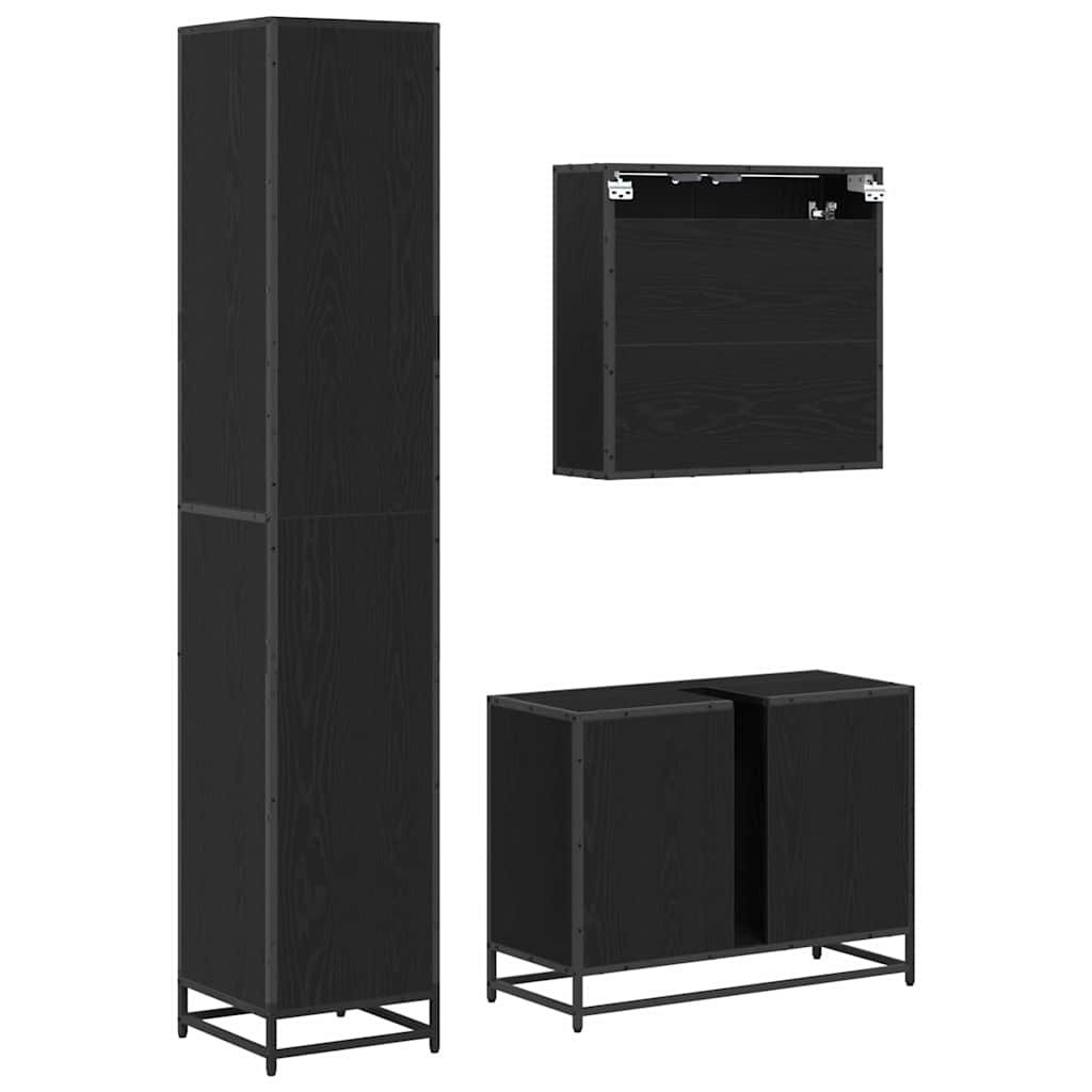 vidaXL Σετ Επίπλων Μπάνιου με συρτάρι 3 pcs Μαύρη δρυς 80 x 33 x 60 εκ