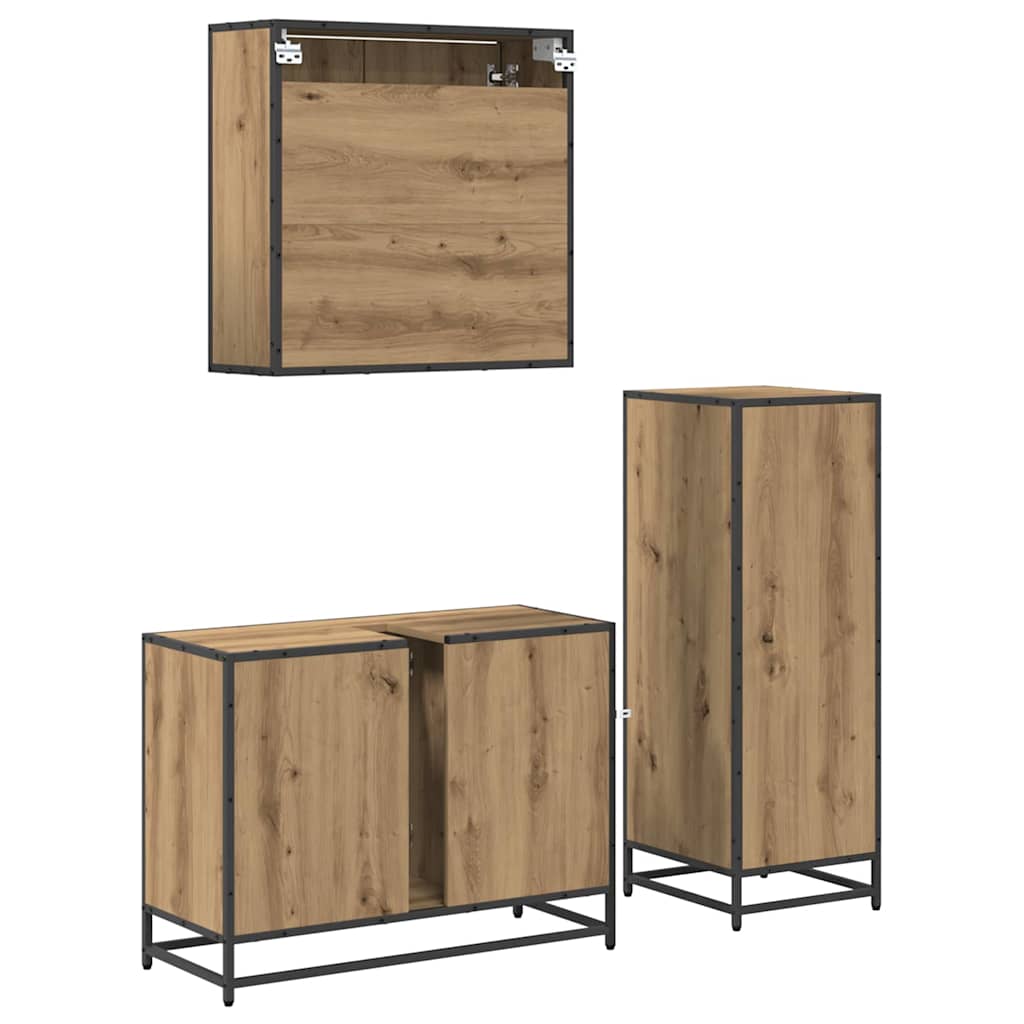 vidaXL Σετ Επίπλων Μπάνιου με πόρτα 3 pcs artisan δρυς 80 x 33 x 60 εκ