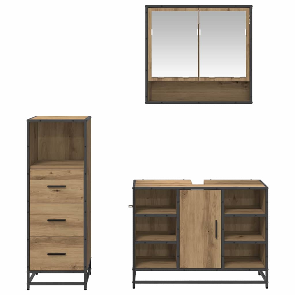 vidaXL Σετ Επίπλων Μπάνιου με πόρτα 3 pcs artisan δρυς 80 x 33 x 60 εκ