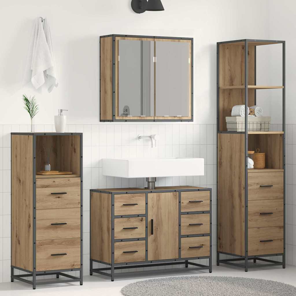 vidaXL Σετ Επίπλων Μπάνιου 4 τεμ. Artisan Oak Επεξεργασμένο Ξύλο
