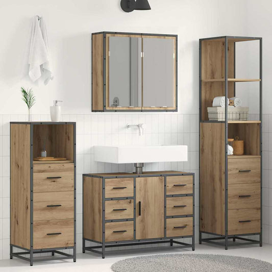 vidaXL Σετ Επίπλων Μπάνιου 4 τεμ. Artisan Oak Επεξεργασμένο Ξύλο