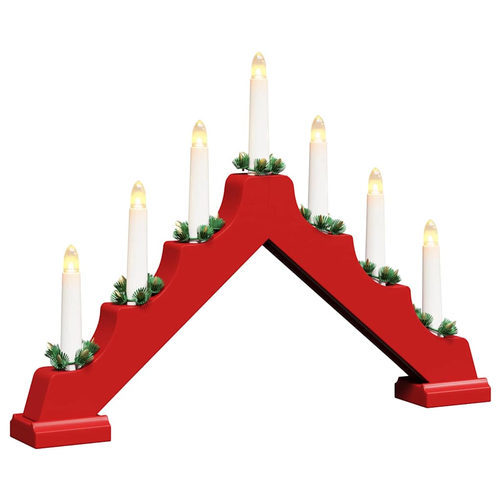 vidaXL Γέφυρα με Χριστουγεννιάτικα Κεριά με 7 LED 3 pcs Κόκκινο