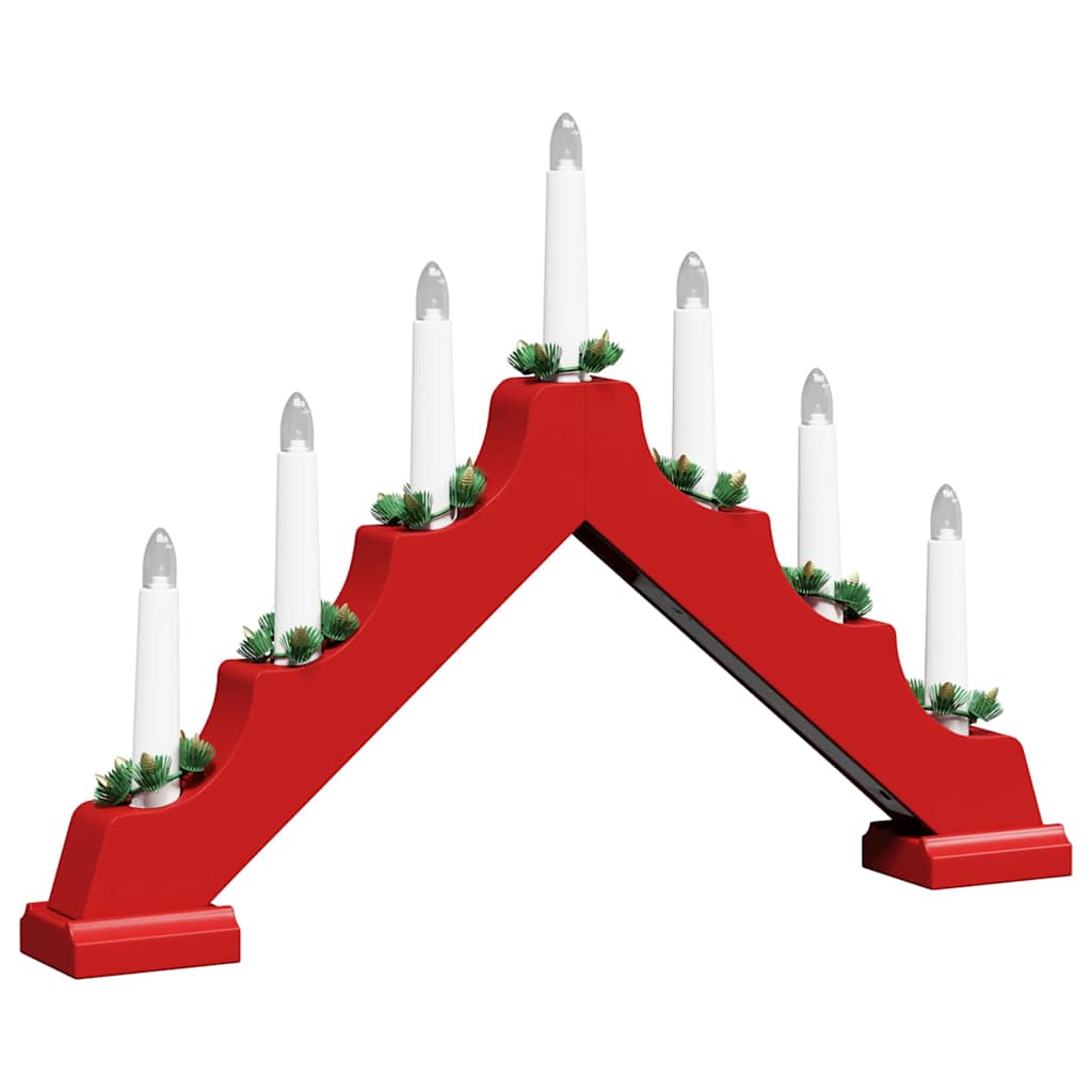 vidaXL Γέφυρα με Χριστουγεννιάτικα Κεριά με 7 LED 3 pcs Κόκκινο