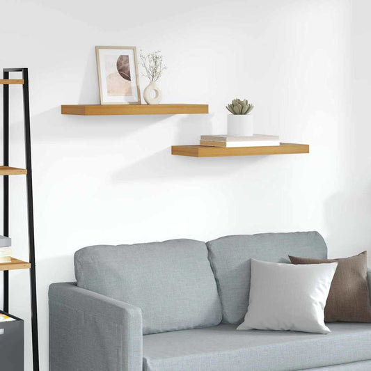 vidaXL Ράφι Τοίχου 2 τμχ. Καφέ 60 x 23,5 x 3,8 cm Επεξεργασμένο Ξύλο