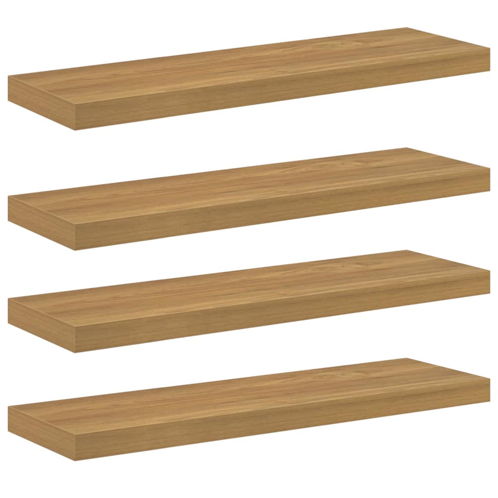 vidaXL Ράφι Τοίχου 4 τμχ. Καφέ 80 x 23,5 x 3,8 cm Επεξεργασμένο Ξύλο