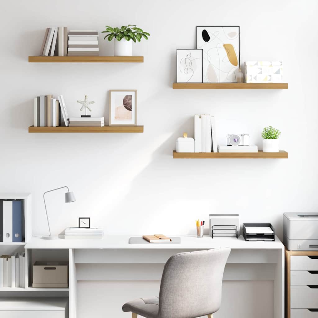 vidaXL Ράφι Τοίχου 4 pcs Καφέ 90 x 23,5 x 4 εκ Επεξεργασμένο ξύλο