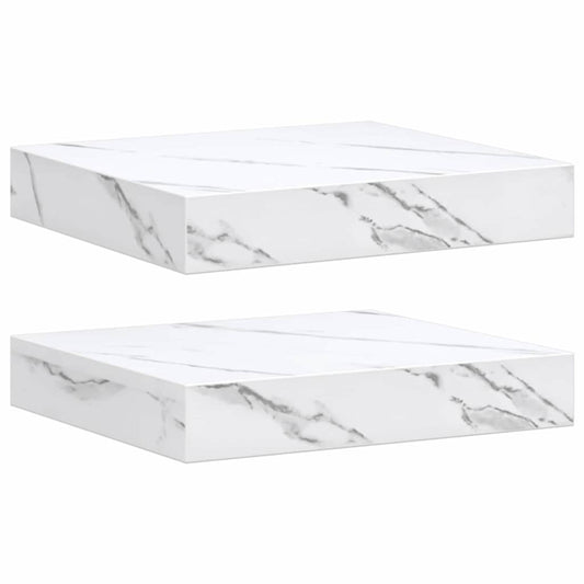 vidaXL Ράφι Τοίχου Επιτοίχιο 2 pcs Λευκό Μάρμαρο 23 x 23,5 x 4 εκ