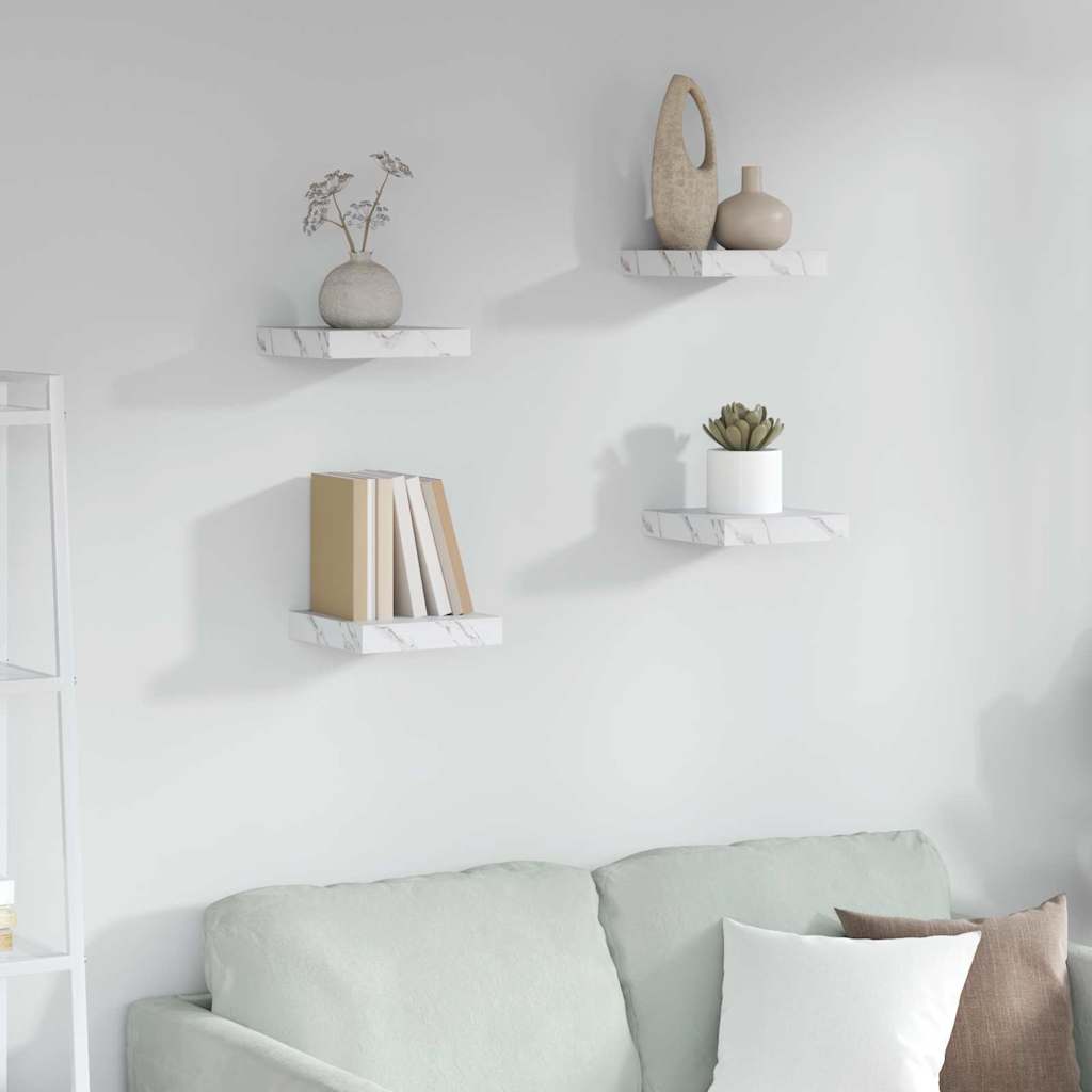 vidaXL Ράφι Τοίχου Επιτοίχιο 4 pcs Λευκό Μάρμαρο 23 x 23,5 x 4 εκ