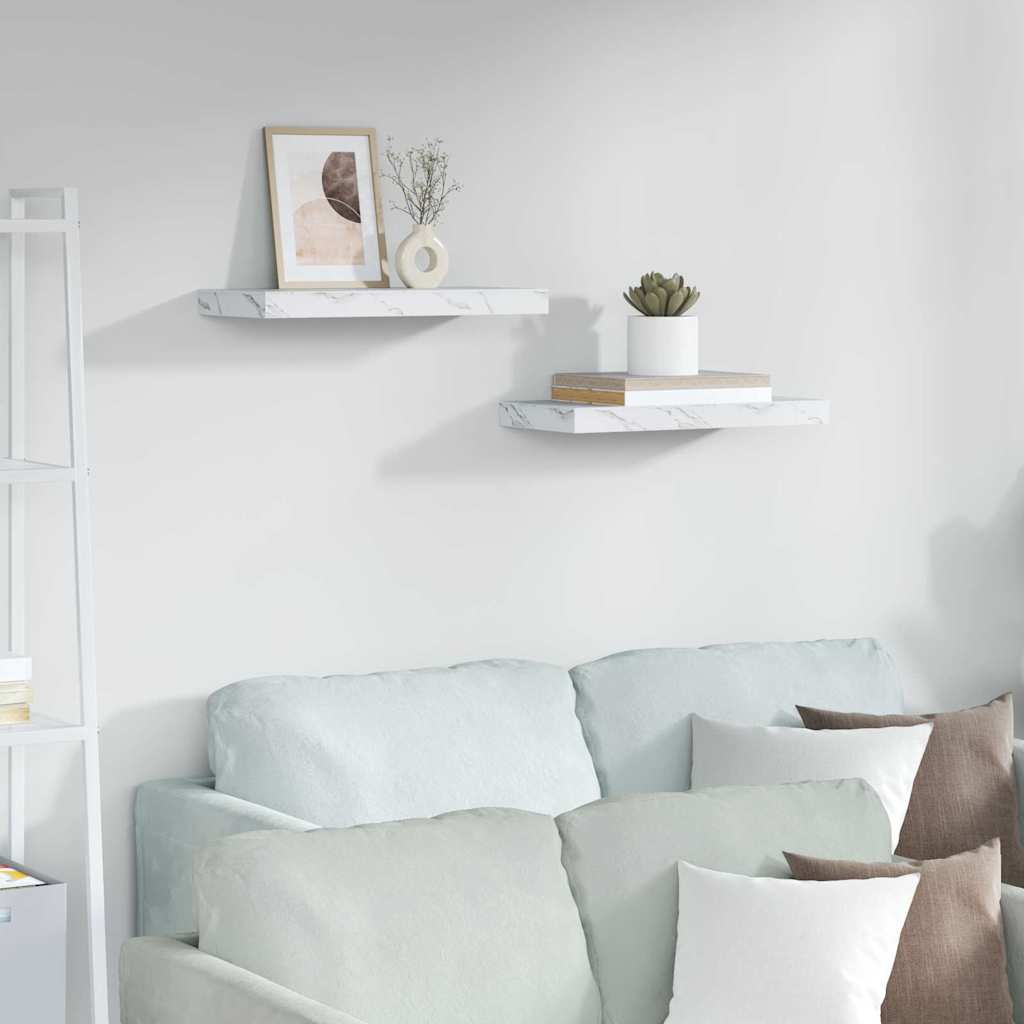 vidaXL Ράφι Τοίχου Επιτοίχιο 2 pcs Λευκό Μάρμαρο 50 x 23,5 x 4 εκ