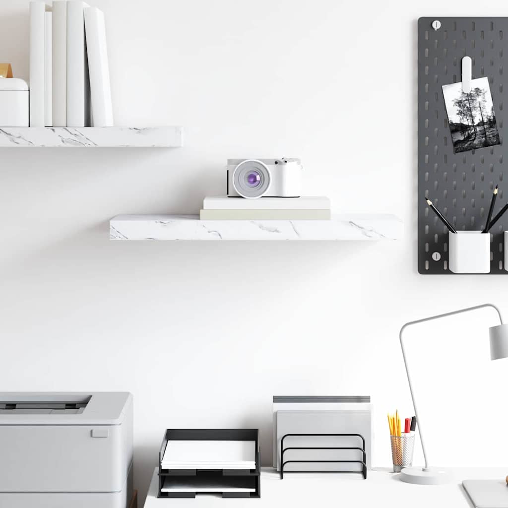 vidaXL Ράφι Τοίχου Λευκό Μάρμαρο 50 x 23 x 4 εκ. Επεξεργασμένο ξύλο