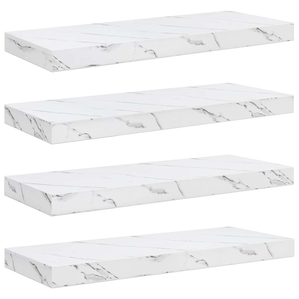 vidaXL Ράφι Τοίχου Επιτοίχιο 4 pcs Λευκό Μάρμαρο 50 x 23 x 4 εκ.