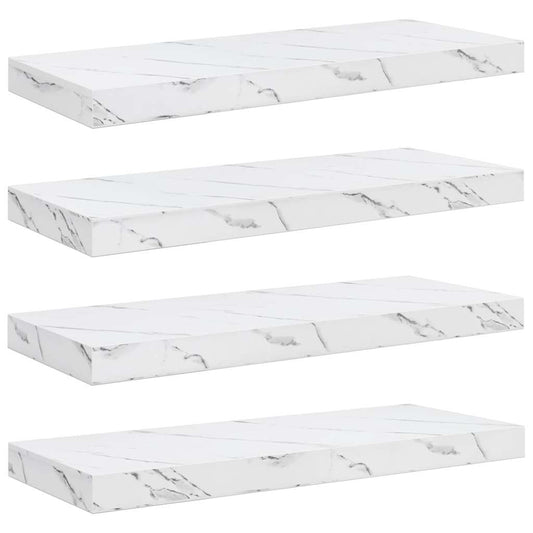vidaXL Ράφι Τοίχου 4 τμχ. Λευκό Μάρμαρο 60 x 23,5 x 3,8 cm
