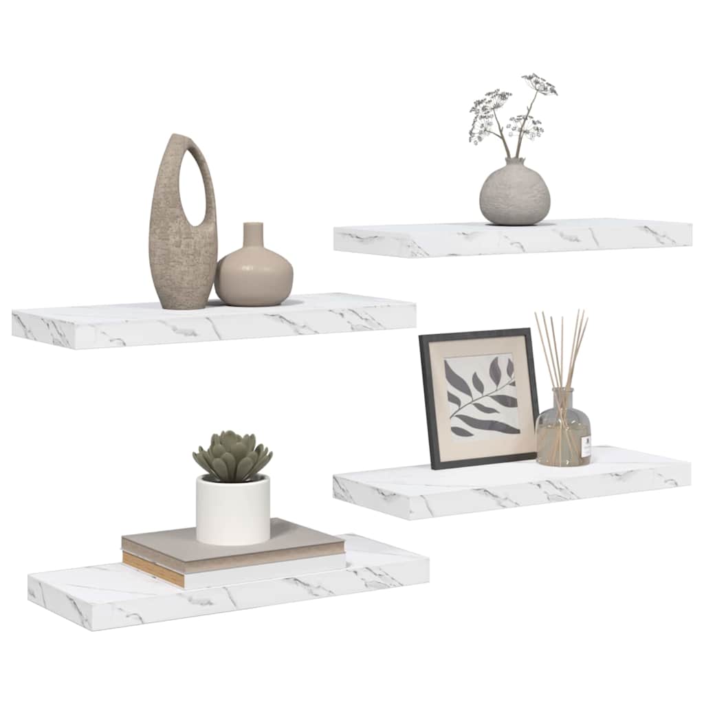 vidaXL Ράφι Τοίχου Επιτοίχιο 4 pcs Λευκό Μάρμαρο 50 x 23 x 4 εκ.