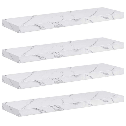 vidaXL Ράφι Τοίχου 4 τμχ. Λευκό Μάρμαρο 90 x 23,5 x 3,8 cm