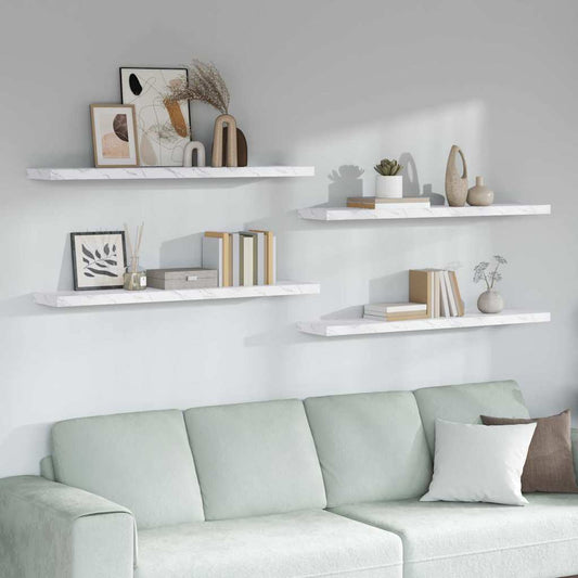 vidaXL Ράφι Τοίχου Επιτοίχιο 4 pcs Λευκό Μάρμαρο 120 x 23,5 x 4 εκ